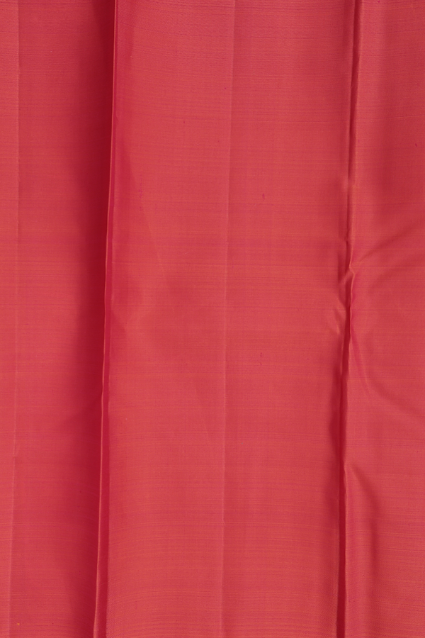 Kanchipuram Silk Saree In Coral Pink With Chakram Buttas