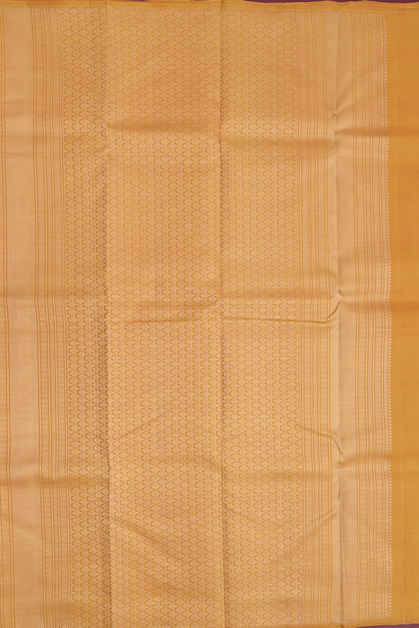 Kanchipuram Silk Saree In Mustard Yellow With Zari Buttas