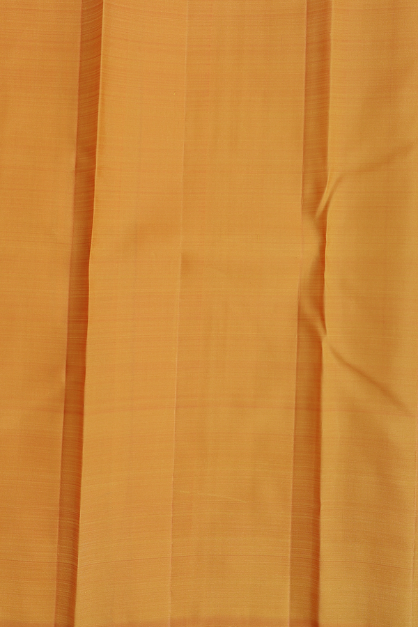 Kanchipuram Silk Saree In Mustard Yellow With Zari Buttas