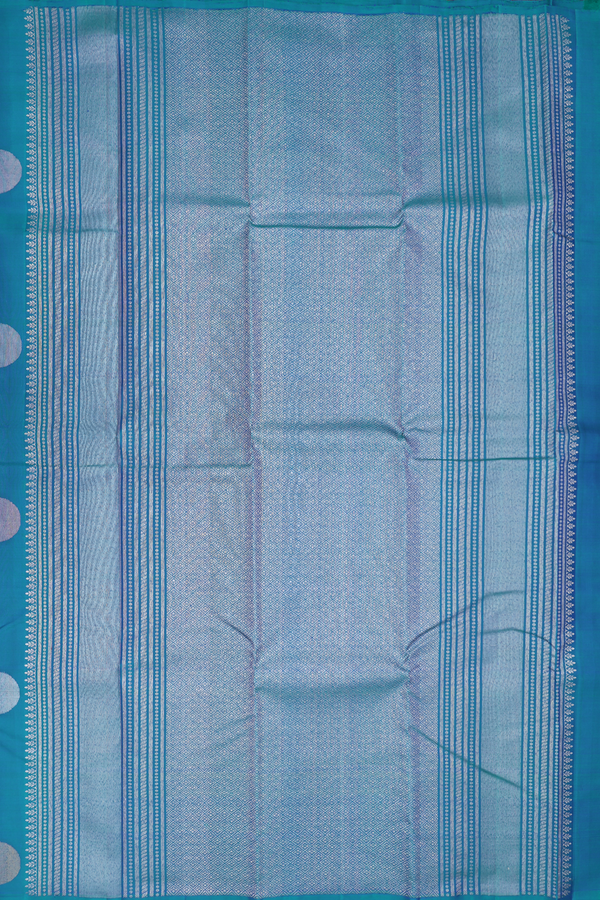 Kanchipuram Silk Saree In Cerulean Blue With Circle Buttas