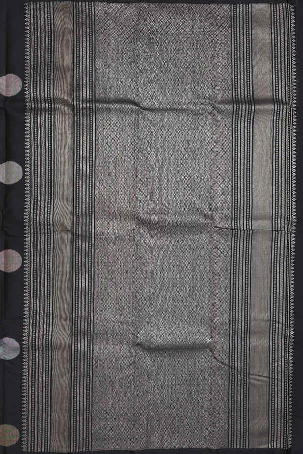 Kanchipuram Silk Saree In Black With Circle Motifs