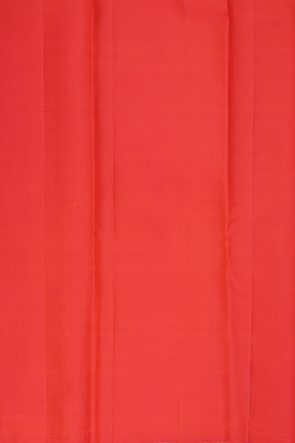 Kanchipuram Silk Saree In Bright Orange With Yali Motifs
