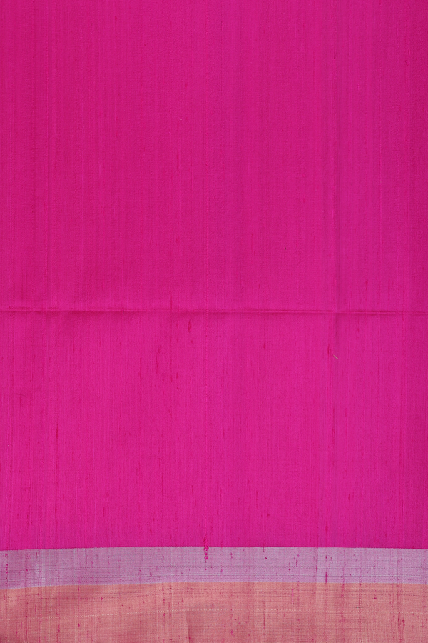 Raw Silk Saree In Plain Pink With Bavanchi Border