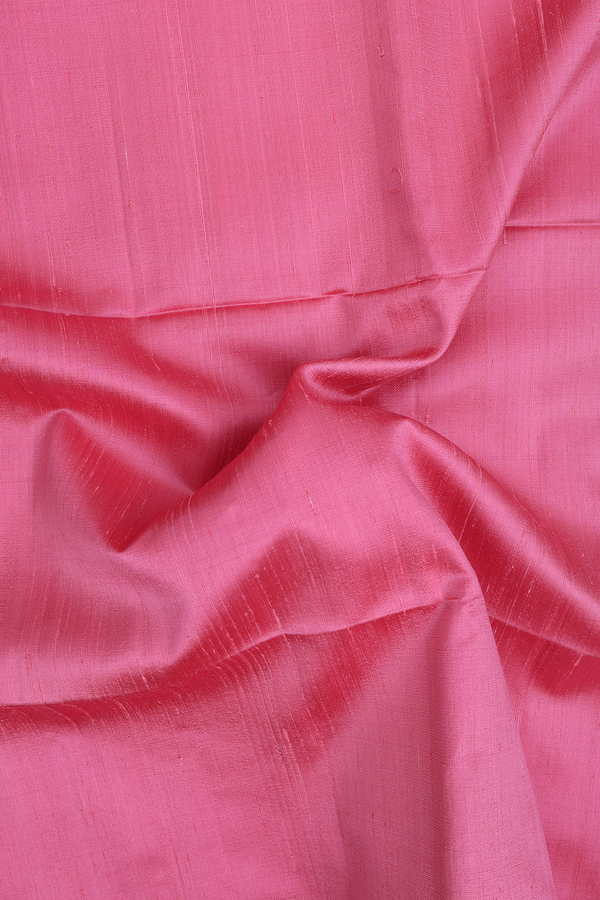Raw Silk Saree In Plain Pink With Bavanchi Border