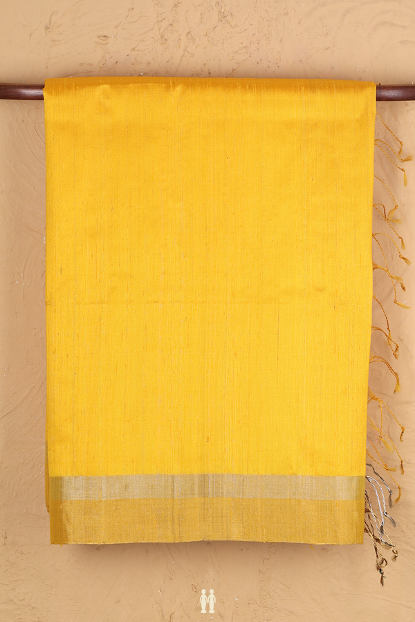 Raw Silk Saree In Honey Yellow With Bavanchi Border