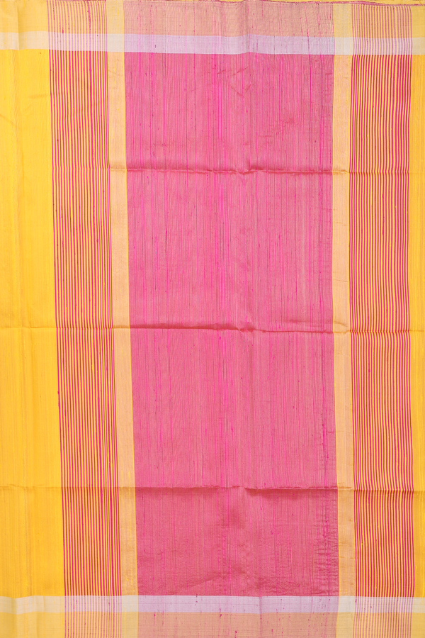 Raw Silk Saree In Honey Yellow With Bavanchi Border
