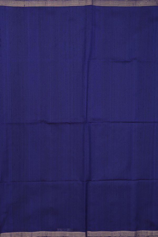 Raw Silk Saree In Navy Blue With Zari Border