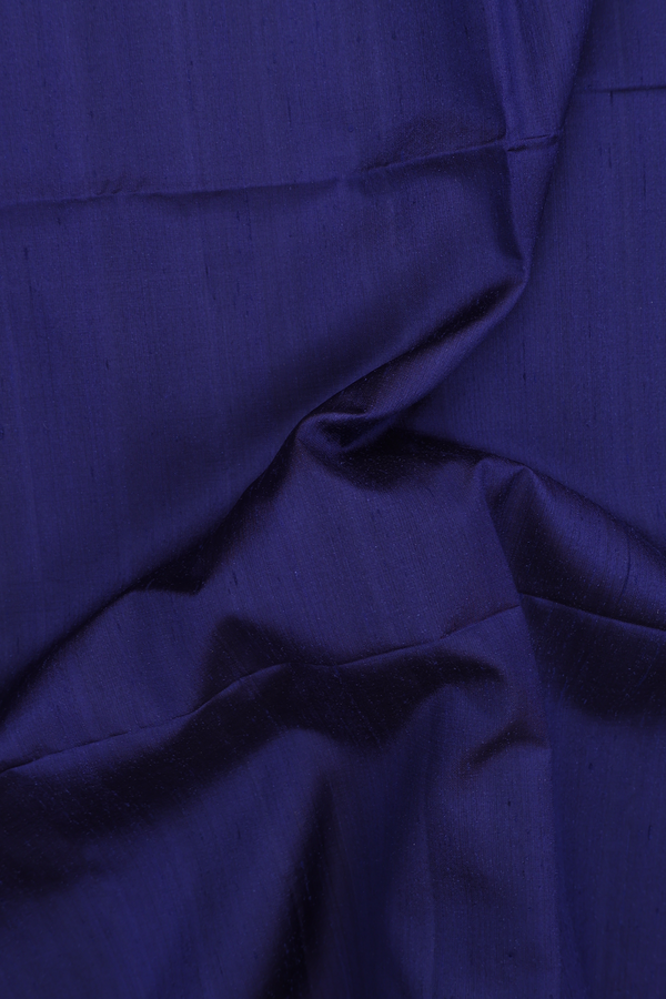 Raw Silk Saree In Navy Blue With Zari Border