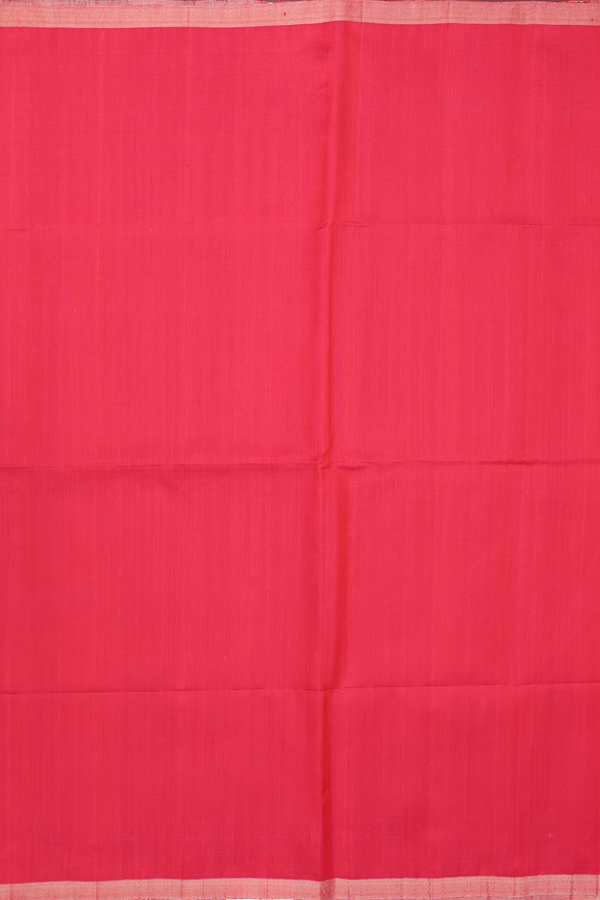 Raw Silk Saree In Plain Red With Zari Border