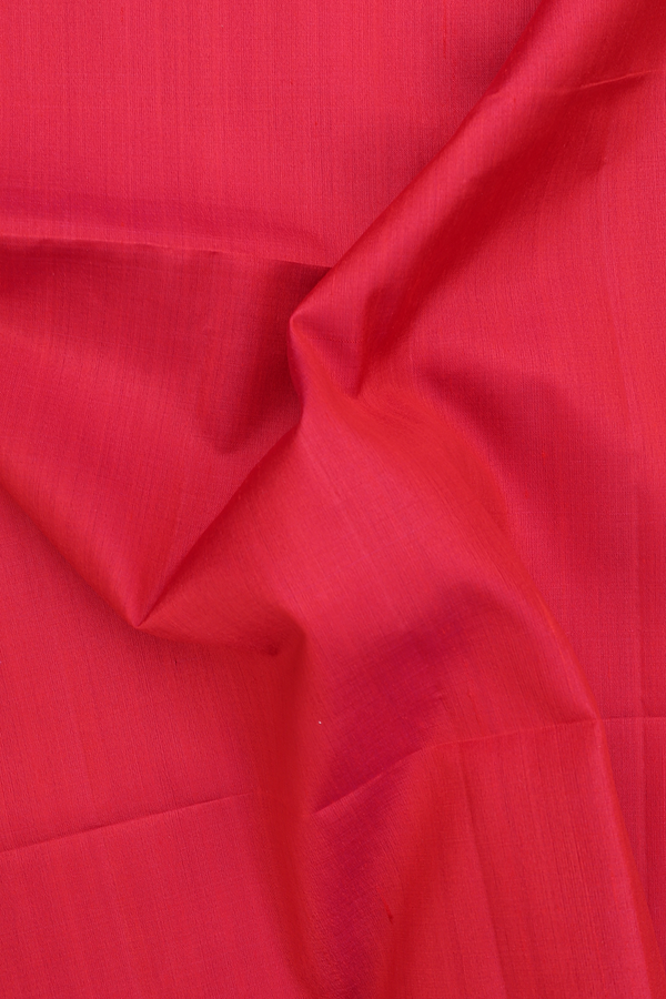 Raw Silk Saree In Plain Red With Zari Border
