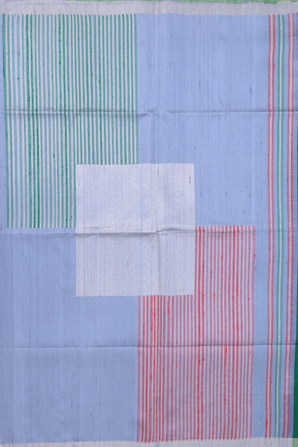 Raw Silk Saree In Emerald Green With Zari Border