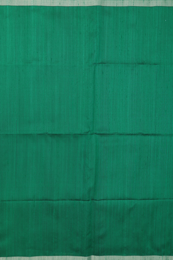 Raw Silk Saree In Emerald Green With Zari Border