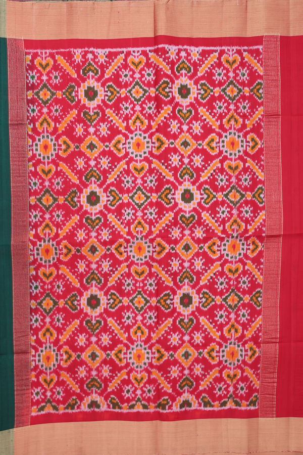 Raw Silk Saree In Forest Green With Bavanchi Border