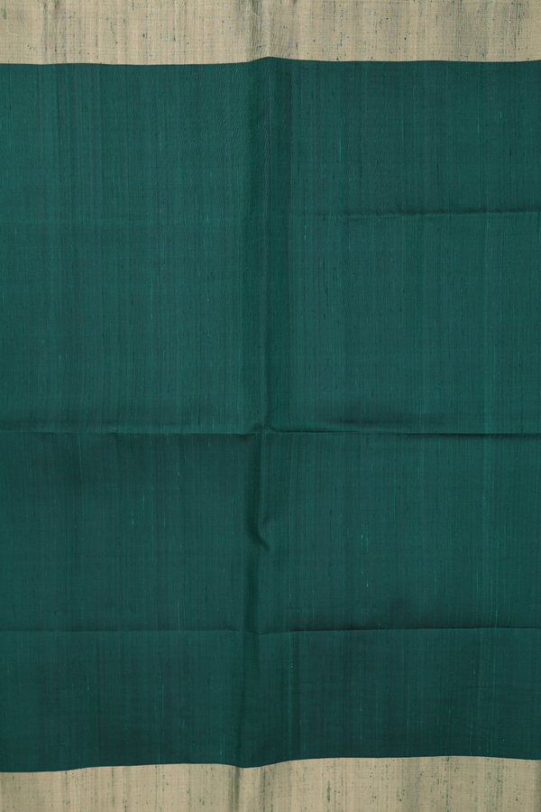 Raw Silk Saree In Forest Green With Bavanchi Border