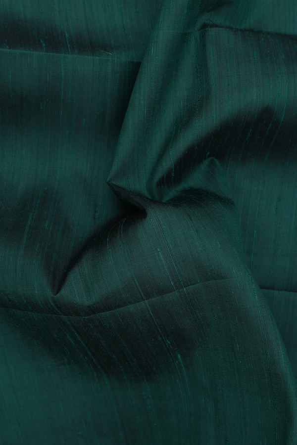 Raw Silk Saree In Forest Green With Bavanchi Border