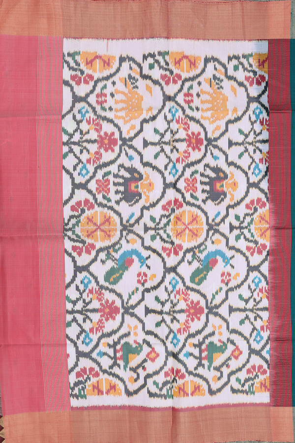 Raw Silk Saree In Forest Green With Bavanchi Border