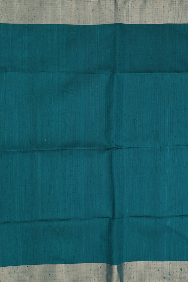 Raw Silk Saree In Forest Green With Bavanchi Border