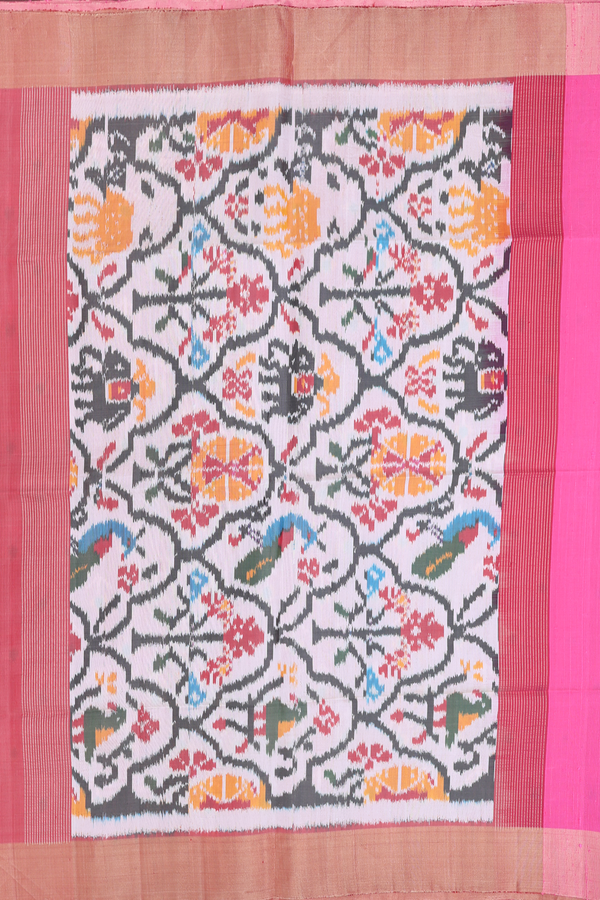 Raw Silk Saree In Plain Pink With Bavanchi Border