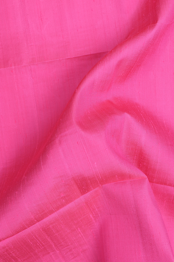 Raw Silk Saree In Plain Pink With Bavanchi Border