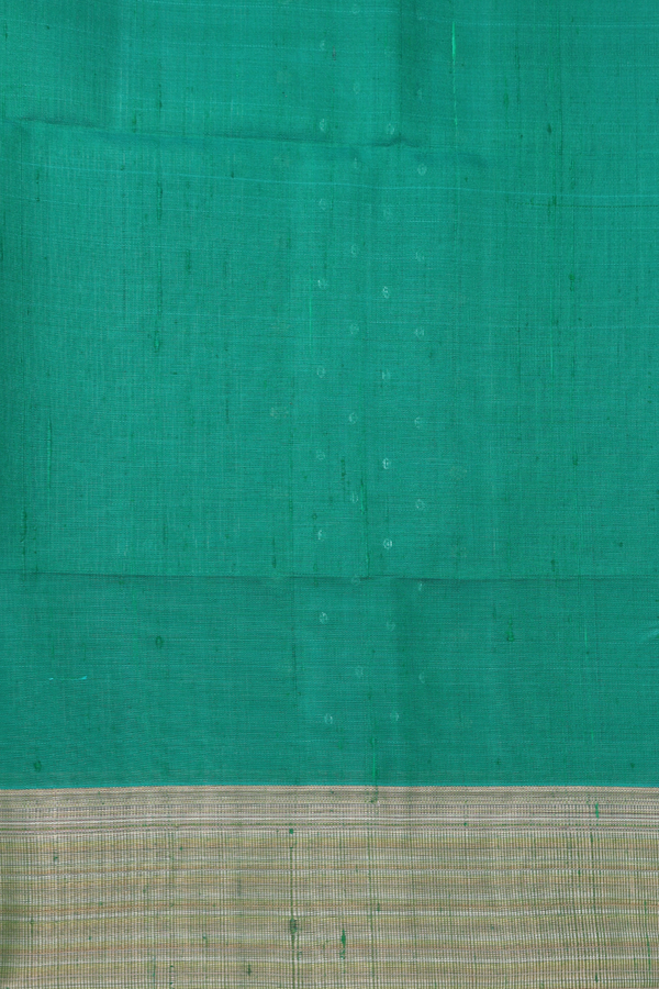 Raw Silk Saree In Teal Green With Zari Border