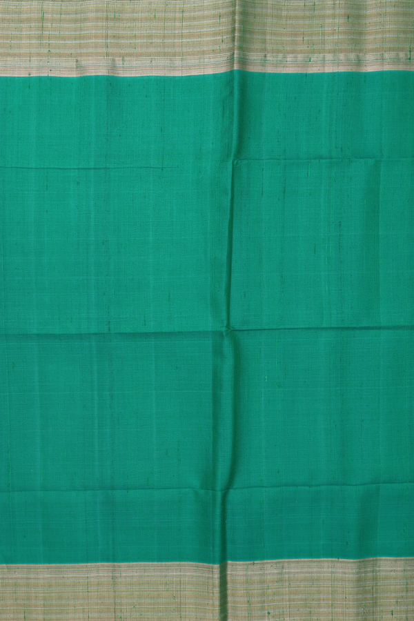 Raw Silk Saree In Teal Green With Zari Border