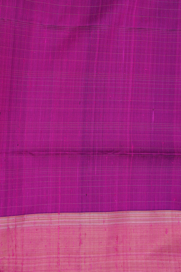 Raw Silk Saree In Purple Rose With Checks Design