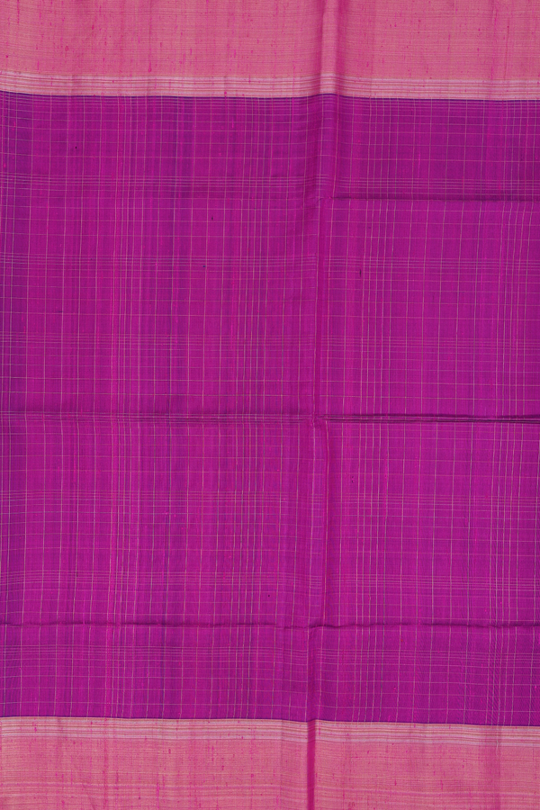 Raw Silk Saree In Purple Rose With Checks Design