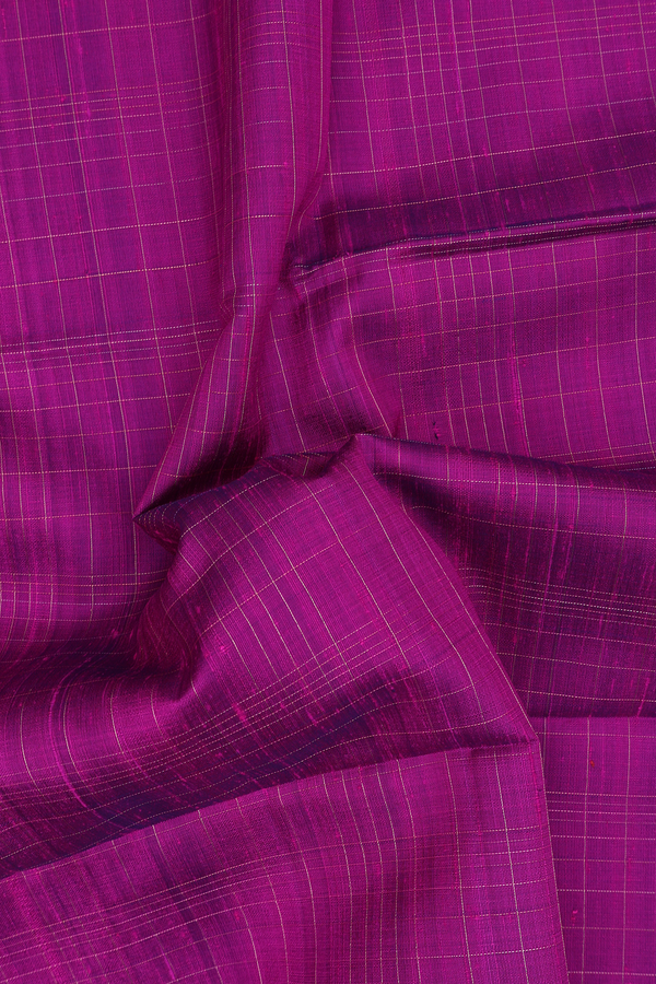 Raw Silk Saree In Purple Rose With Checks Design