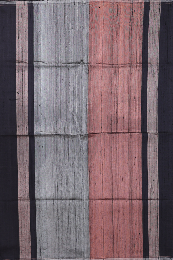 Raw Silk Saree In Black With Zari Pallu