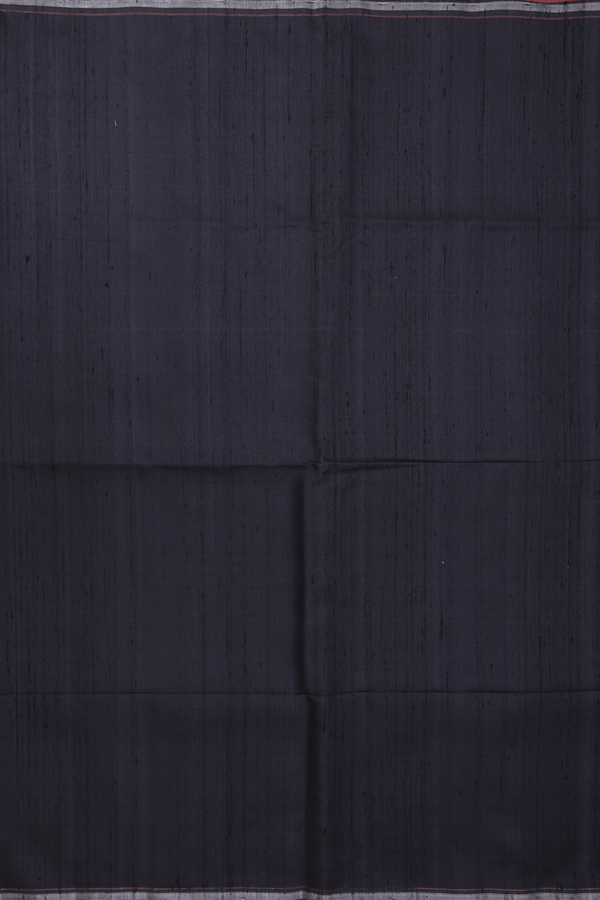 Raw Silk Saree In Black With Zari Pallu