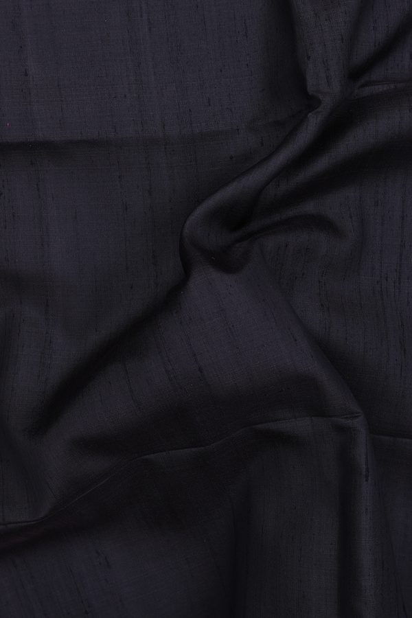 Raw Silk Saree In Black With Zari Pallu