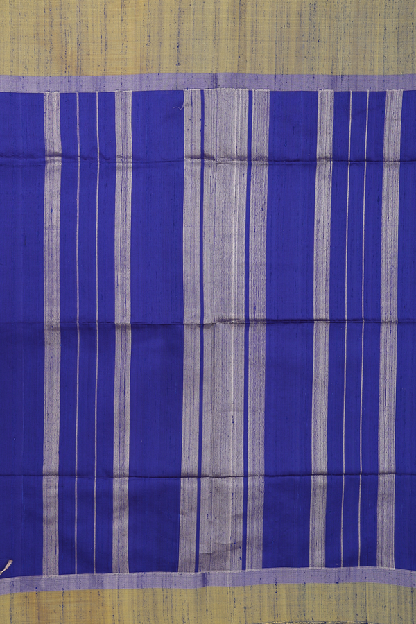 Raw Silk Saree In Royal Blue With Contrast Border