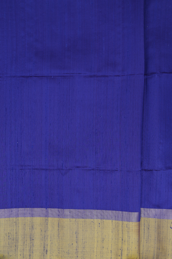 Raw Silk Saree In Royal Blue With Contrast Border