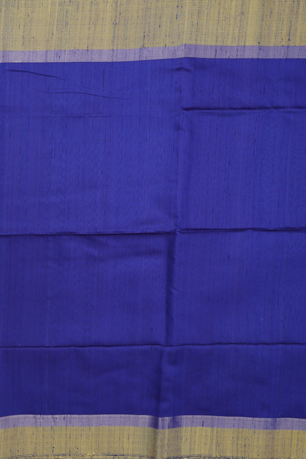 Raw Silk Saree In Royal Blue With Contrast Border