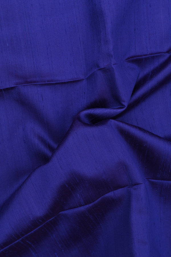 Raw Silk Saree In Royal Blue With Contrast Border