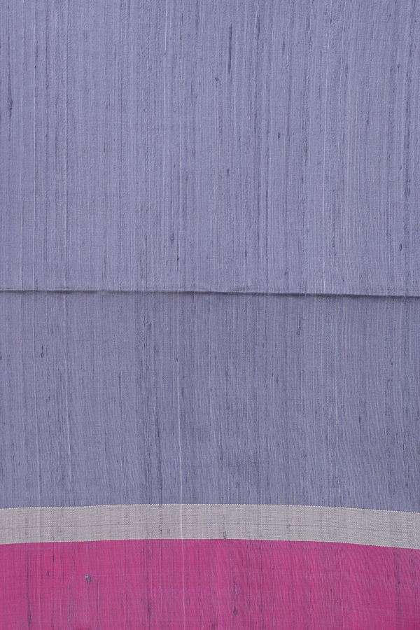 Raw Silk Saree In Grey With Contrast Border