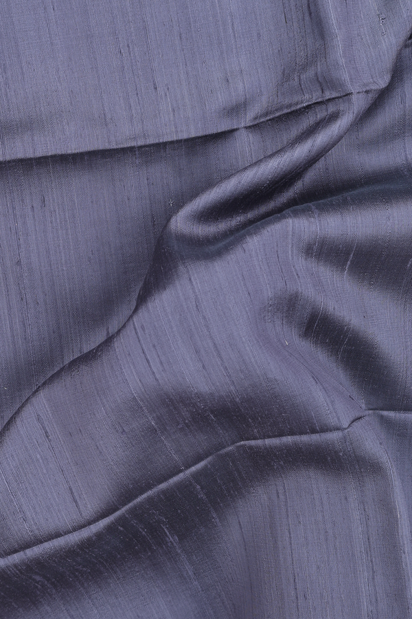 Raw Silk Saree In Grey With Contrast Border