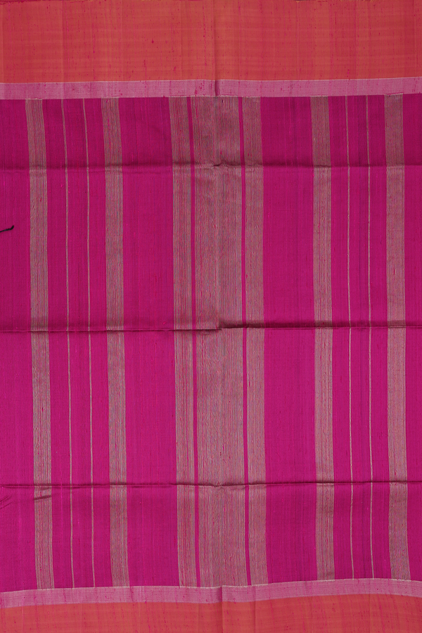Raw Silk Saree In Berry Purple With Contrast Border