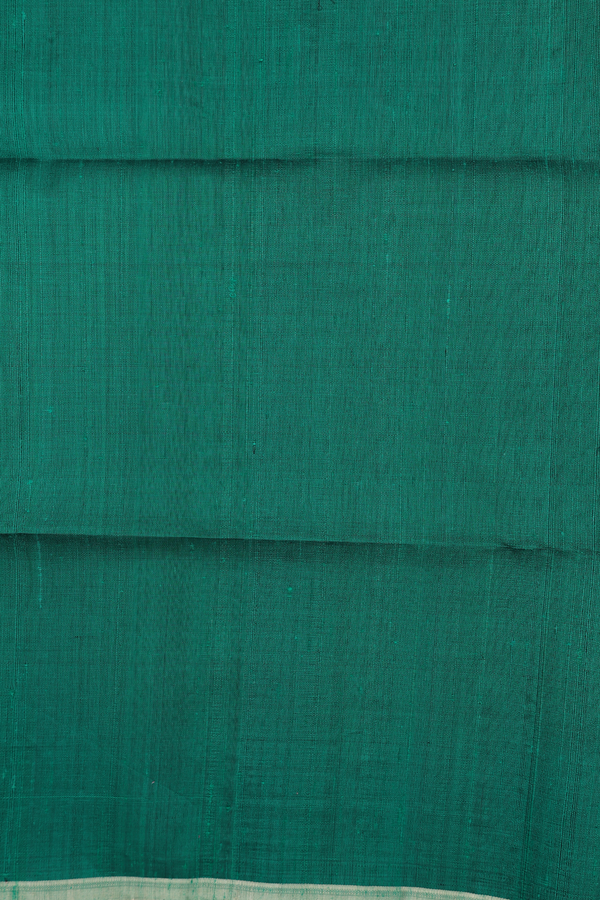 Raw Silk Saree In Emerald Green With Floral Motifs