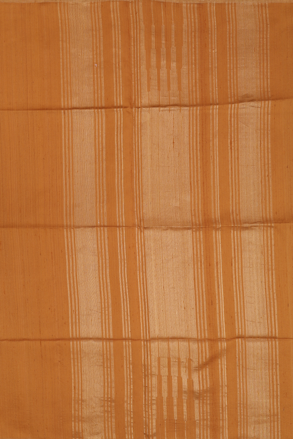 Raw Silk Saree In Ochre Orange With Zari Pallu