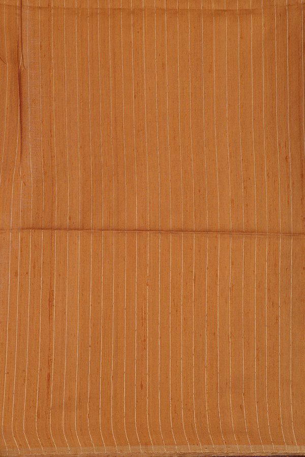 Raw Silk Saree In Ochre Orange With Zari Pallu