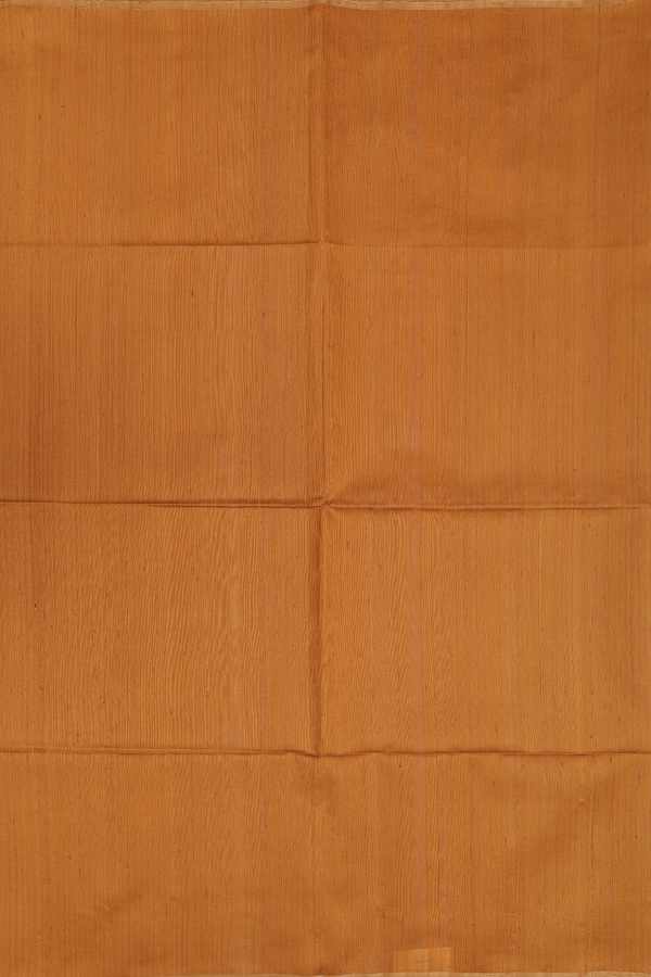 Raw Silk Saree In Ochre Orange With Zari Pallu