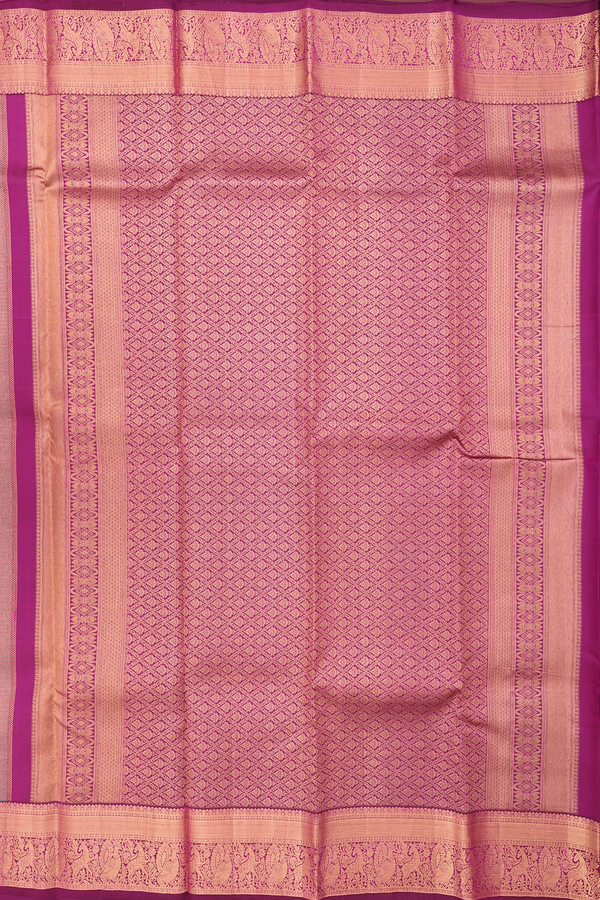 Kanchipuram Silk Saree In Green With Peacock Buttas