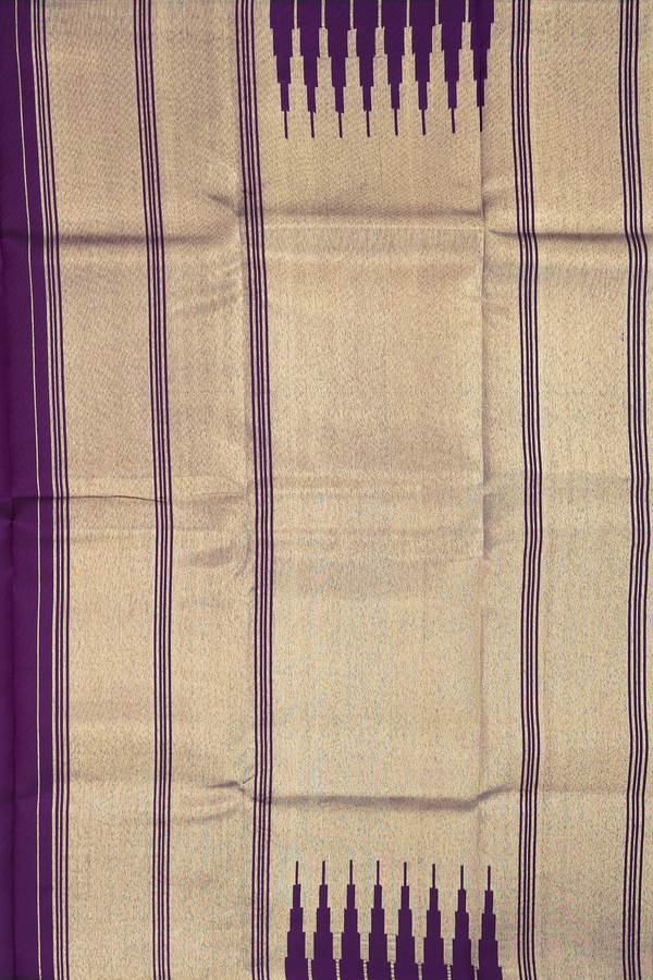 Kanchipuram Silk Saree In Tissue Gold With Temple Border