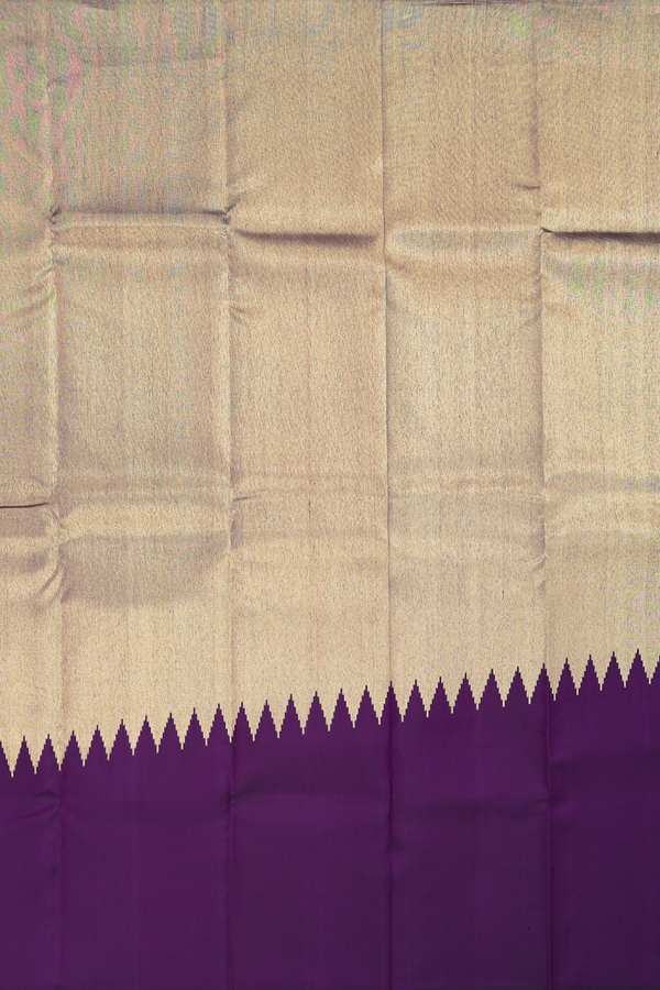 Kanchipuram Silk Saree In Tissue Gold With Temple Border