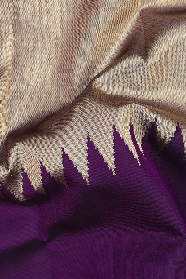 Kanchipuram Silk Saree In Tissue Gold With Temple Border