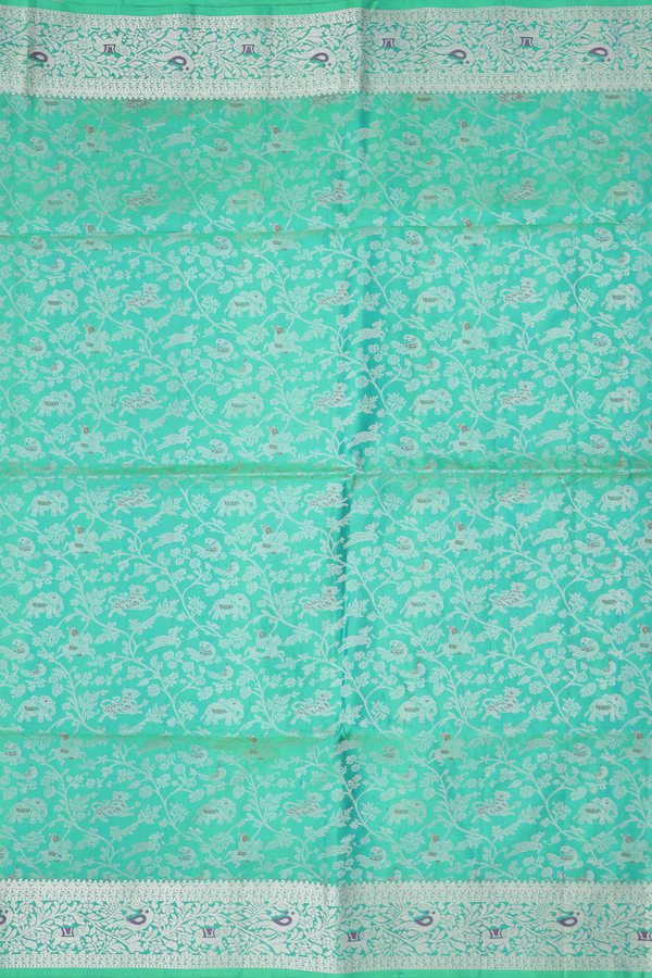 Soft Silk Saree In Green With Vanasingaram Design