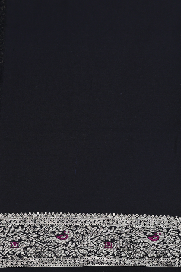 Soft Silk Saree In Black With Vanasingaram Design