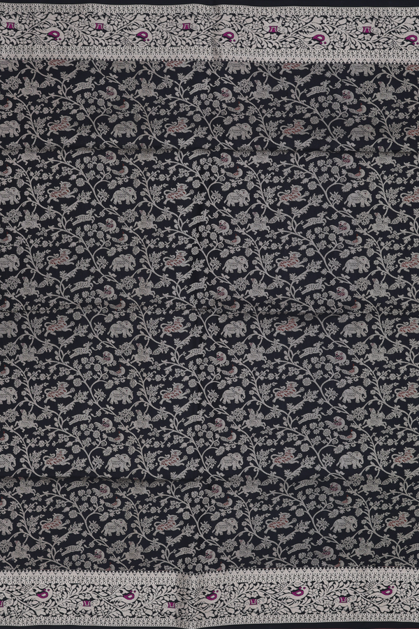 Soft Silk Saree In Black With Vanasingaram Design