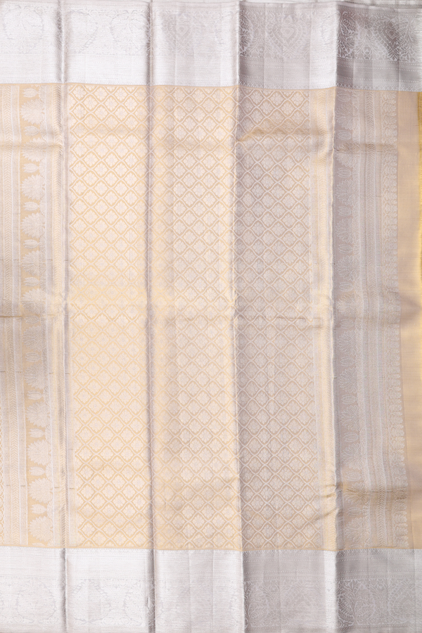 Kanchipuram Silk Saree In Yellow Tissue With Floral Design